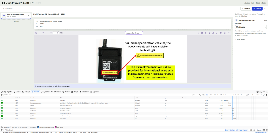 JFDI File Converter does not upload your files away from your device. All of the work is performed locally, in private.